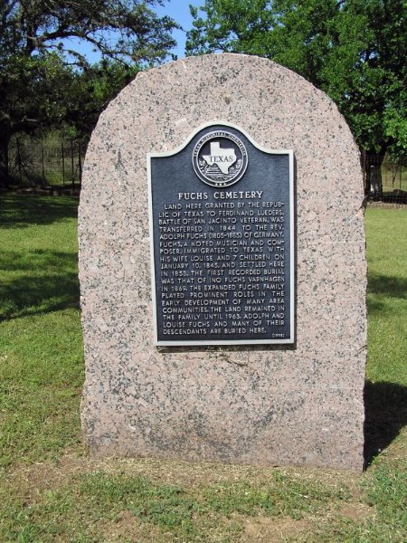 Texas Historical Commission Marker at the Fuchs Family Cemetery